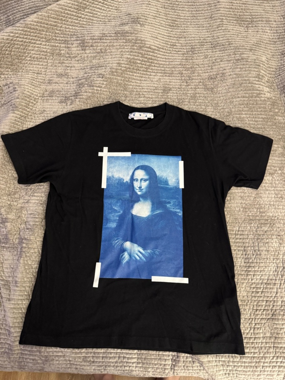 Off-White Black Tee with White & Blue Monalisa,  like new condition